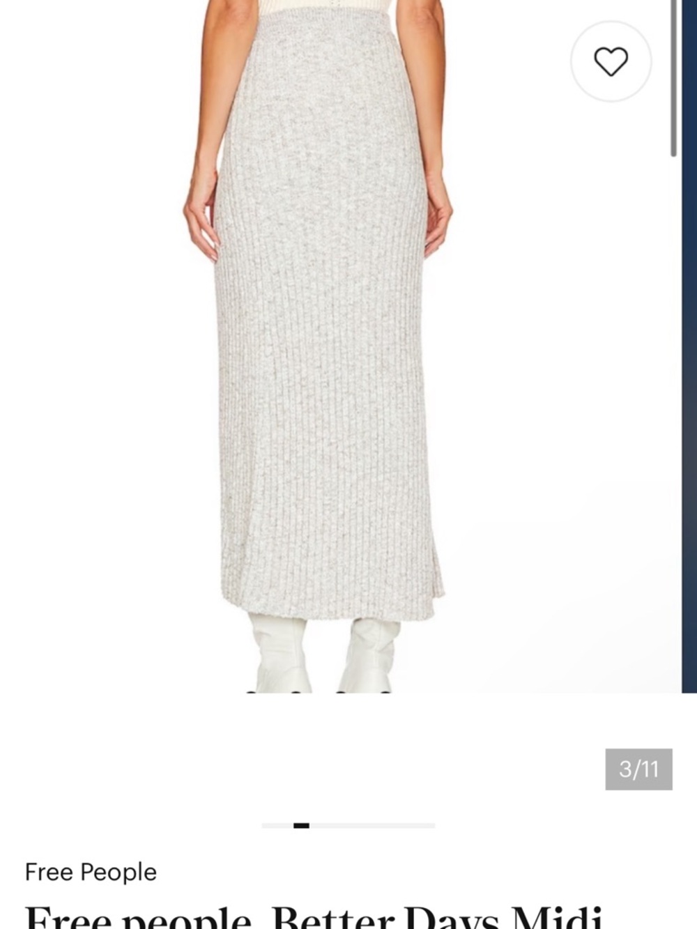Free People Better Days Sweater Ribbed Midi Skirt with High Side Slit - Picture 3 of 7